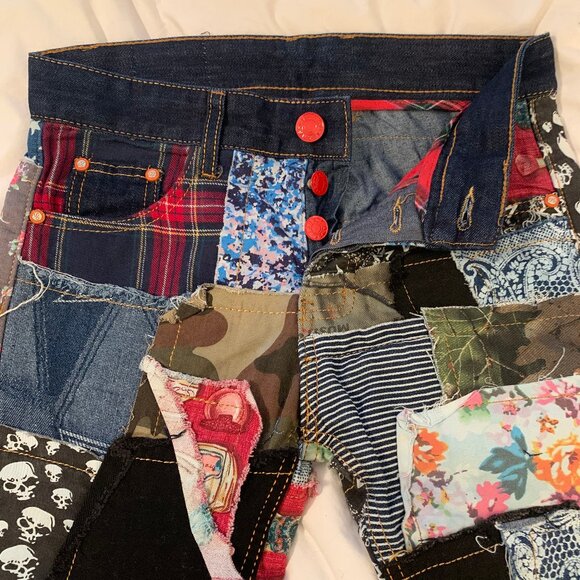 Bie Pa Patch Jeans 1971 Y2k Patchwork Straight leg Pants 27" x 29" - Picture 3 of 11